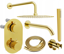 Mexen Kai DR70 ensemble bain-douche encastré avec pomme de douche 25 cm, doré - 77602DR70251-50