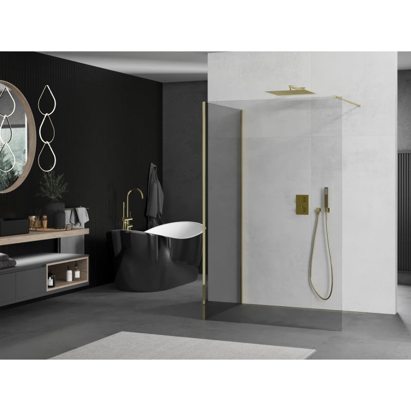 Mexen Kioto paroi de douche Walk-in 125 x 100 cm, transparent, doré - 800-125-212-50-00-100