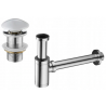 Mexen demi-siphone rond pour lavabo avec bouchon clic-clac en céramique, sans trop-plein, Chrome/Blanc - 7991050-02