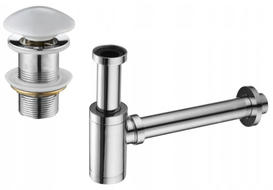 Mexen demi-siphone rond pour lavabo avec bouchon clic-clac en céramique, sans trop-plein, Chrome/Blanc - 7991050-02