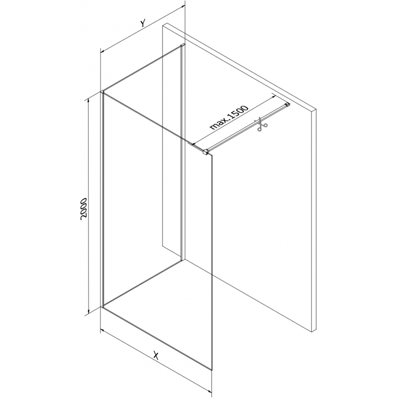 Mexen Kioto paroi de douche Walk-in 120 x 120 cm, transparente, dorée - 800-120-212-50-00-120
