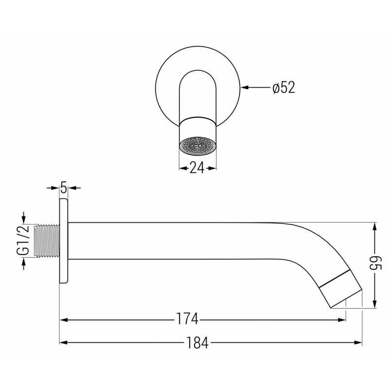 Mexen Kai DR70 ensemble bain-douche encastré avec douche de tête 25 cm, graphite - 77602DR70251-66