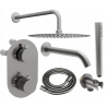 Mexen Kai DR70 ensemble baignoire-douche encastré avec pommeau de 25 cm, gris acier brossé - 77602DR70251-66