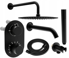 Mexen Kai DR70 ensemble baignoire-douche encastré avec pomme de douche 25 cm, noir - 77602DR70251-70