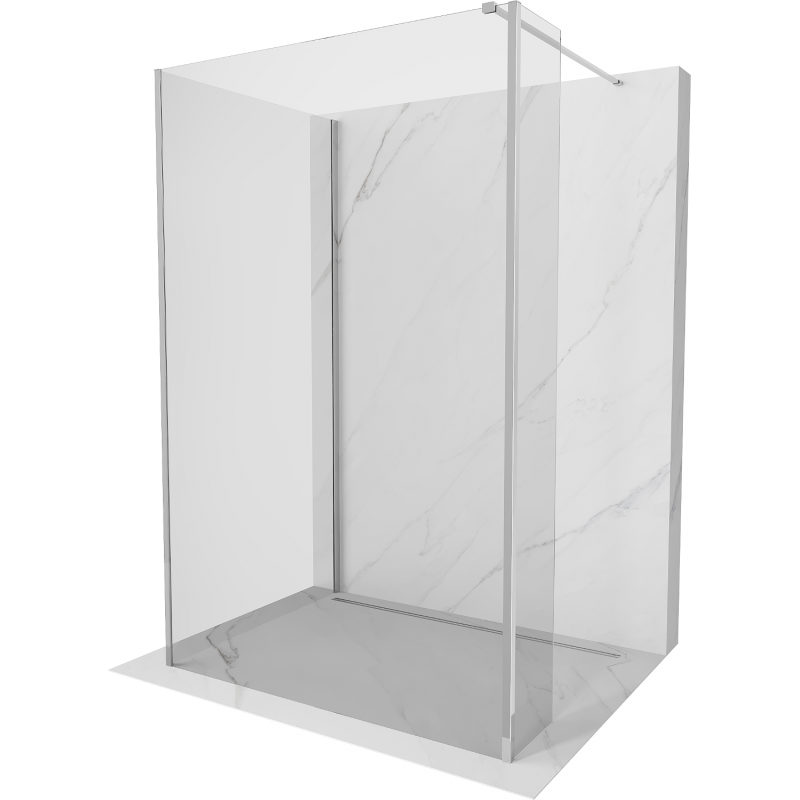 Mexen Kioto paroi de douche Walk-in 125 x 80 x 30 cm, transparent, chromé - 800-125-080-221-01-00-030