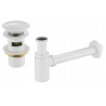 Mexen demi-siphone rond pour lavabo avec bouchon clic-clac, avec trop-plein, Blanc - 7992050-20