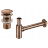 Mexen demi-siphon lavabo rond avec bouchon click-clack, avec trop-plein, or rose - 7992050-60