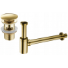 Mexen demi-siphone rond pour lavabo avec bouchon clic-clac, avec trop-plein, Or - 7992050-50