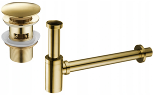 Mexen demi-siphone rond pour lavabo avec bouchon clic-clac, avec trop-plein, Or - 7992050-50