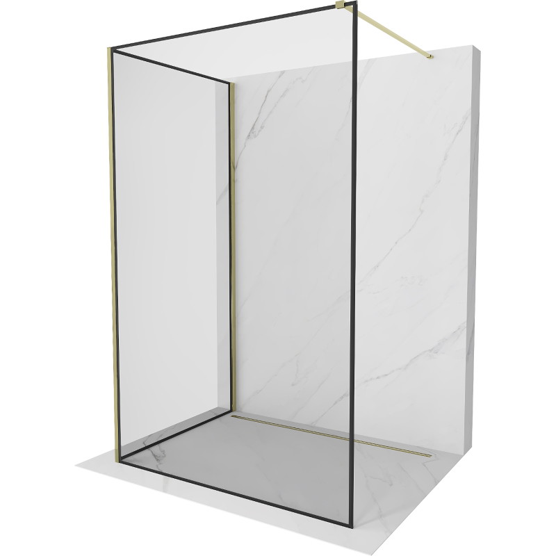 Mexen Kioto paroi de douche Walk-in 110 x 80 cm, cadre noir, or - 800-110-212-50-70-080