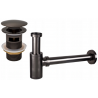 Mexen siphon demi-ronde pour lavabo avec bouchon clic-clac, avec trop-plein, gris canon brossé - 7992050-66