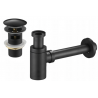 Mexen demi-siphone rond pour lavabo avec bouchon clic-clac, avec trop-plein, Noir - 7992050-70