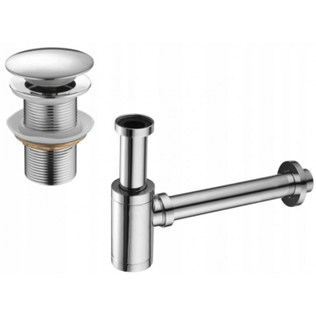Mexen demi-siphon de lavabo rond avec bouchon clic-clac, sans trop-plein, chrome - 7991050-00