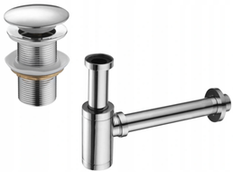 Mexen demi-siphon rond pour lavabo avec bouchon céramique clic-clac, sans trop-plein, Chrome - 7991050-00