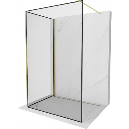 Mexen Kioto paroi de douche Walk-in 140 x 90 cm, cadre noir, doré - 800-140-212-50-70-090