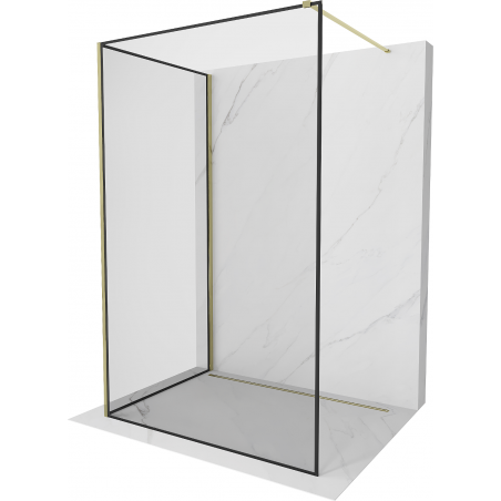 Mexen Kioto paroi de douche Walk-in 100 x 100 cm, motif noir, doré - 800-100-212-50-70-100
