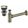 Mexen demi-siphon d'évier rond avec bouchon clic-clac, avec trop-plein, laiton antique - 7992050-40