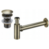 Mexen demi-siphone rond pour lavabo avec bouchon clic-clac, avec trop-plein, Laiton antique - 7992050-40
