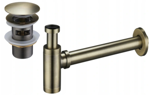Mexen demi-siphon de lavabo rond avec bouchon clic-clac, avec trop-plein, laiton antique - 7992050-40