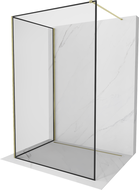 Mexen Kioto paroi de douche Walk-in 130 x 100 cm, cadre noir, doré - 800-130-212-50-70-100
