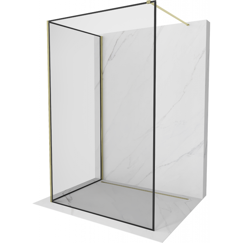 Mexen Kioto paroi de douche Walk-in 110 x 110 cm, cadre noir, or - 800-110-212-50-70-110