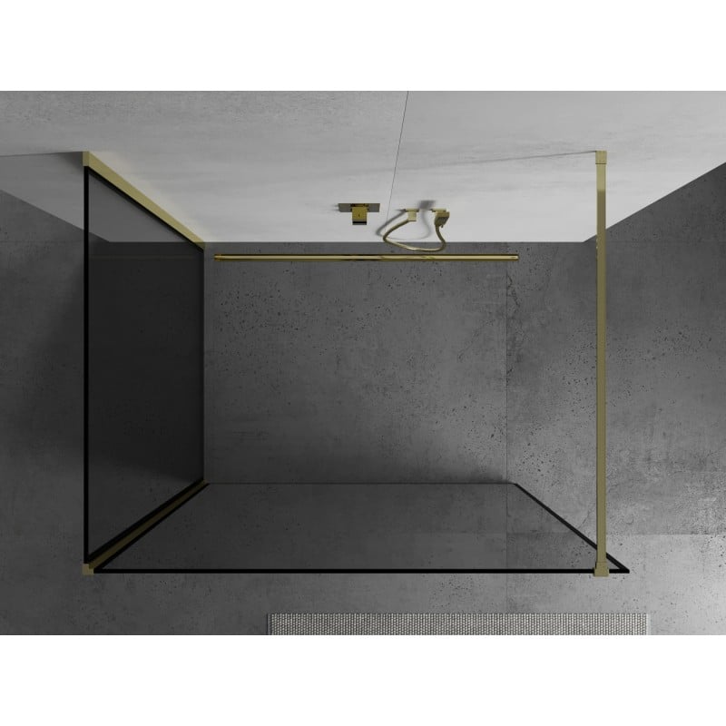 Mexen Kioto paroi de douche Walk-in 110 x 110 cm, cadre noir, or - 800-110-212-50-70-110