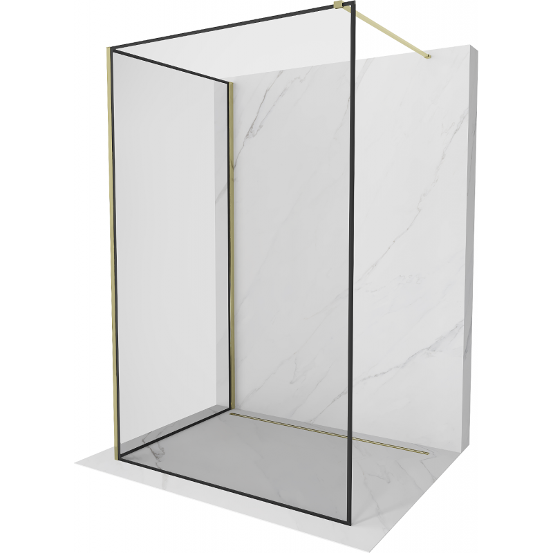 Mexen Kioto paroi de douche Walk-in 130 x 110 cm, cadre noir, doré - 800-130-212-50-70-110