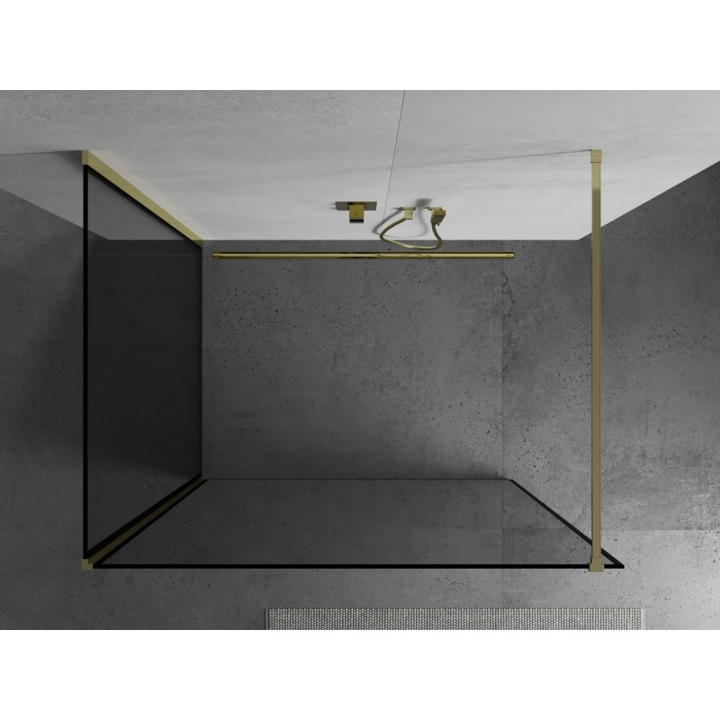 Mexen Kioto paroi de douche Walk-in 130 x 110 cm, cadre noir, doré - 800-130-212-50-70-110