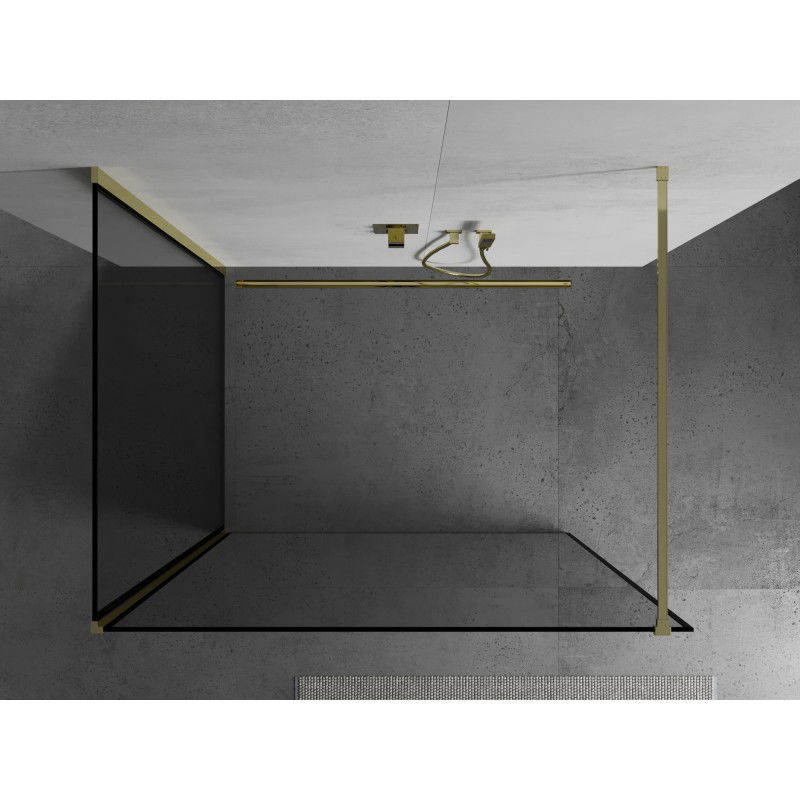 Mexen Kioto paroi de douche Walk-in 130 x 120 cm, cadre noir, or - 800-130-212-50-70-120
