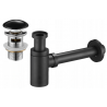 Mexen demi-siphon rond pour lavabo avec clic-clac en céramique, avec trop-plein, Noir - 7992050-75