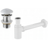 Mexen demi-siphone rond pour lavabo avec bouchon clic-clac en céramique, sans trop-plein, Blanc - 7991050-25