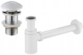 Mexen demi-siphone rond pour lavabo avec bouchon clic-clac en céramique, sans trop-plein, Blanc - 7991050-25