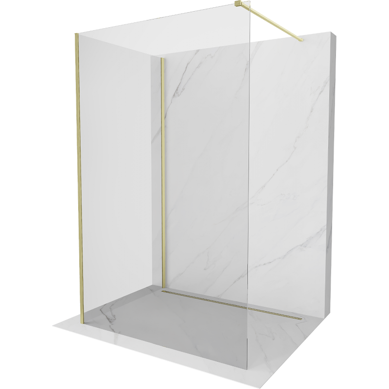 Mexen Kioto paroi de douche Walk-in 130 x 75 cm, transparent, or brossé - 800-130-212-55-00-075