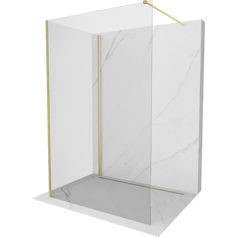 Mexen Kioto paroi de douche Walk-in 125 x 80 cm, transparent, or brossé - 800-125-212-55-00-080