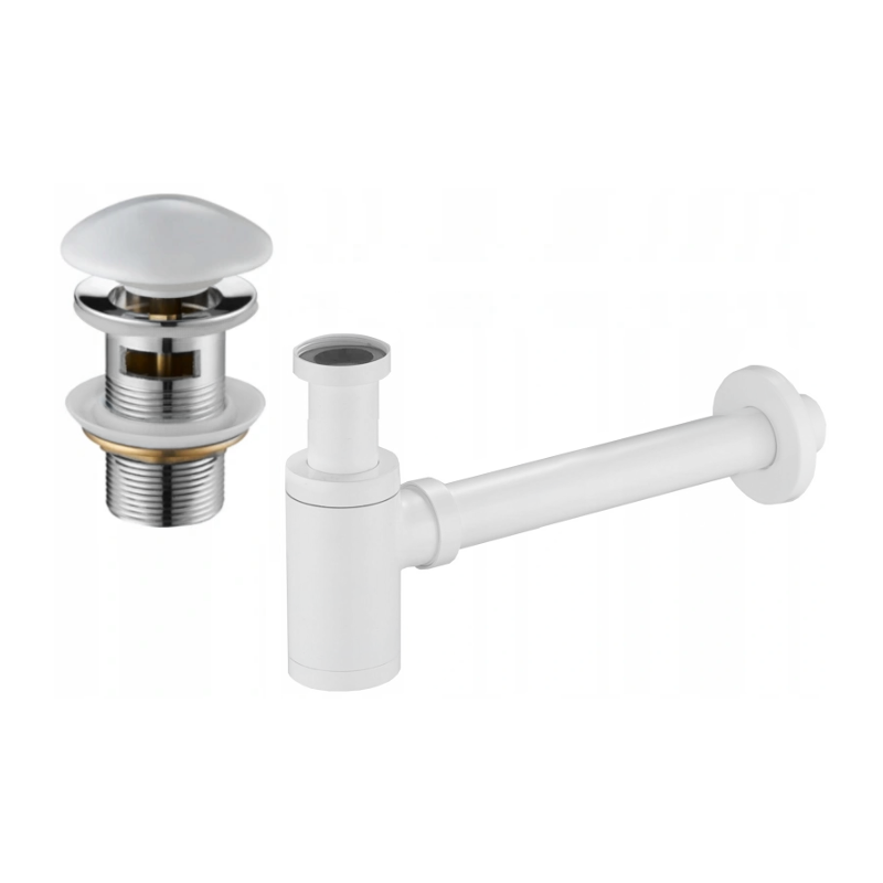 Mexen demi-siphon rond pour lavabo avec clic-clac en céramique, avec trop-plein, Blanc - 7992050-25