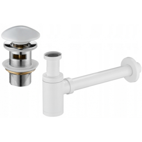 Mexen demi-siphon rond pour lavabo avec clic-clac en céramique, avec trop-plein, Blanc - 7992050-25