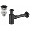 Mexen demi-siphone rond pour lavabo avec bouchon clic-clac en céramique, sans trop-plein, Noir - 7991050-75
