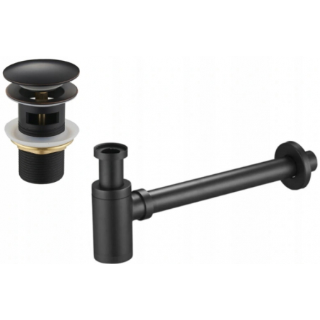 Mexen siphon de lavabo rond avec bouchon en céramique clic-clac, avec trop-plein, noir antique - 7992050-79
