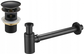 Mexen demi-siphon rond pour lavabo avec clic-clac en céramique, avec trop-plein, Noire antique - 7992050-79