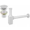 Mexen demi-siphon carré pour lavabo avec bouchon clic-clac, sans trop-plein, Blanc - 7991060-20