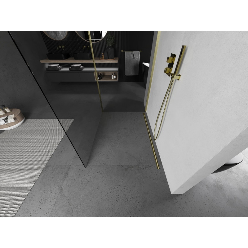 Mexen Kioto cloison de douche Walk-in 130 x 85 cm, transparent, or brossé - 800-130-212-55-00-085