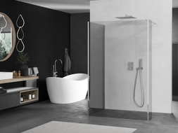 Mexen Kioto paroi de douche Walk-in 130 x 80 x 40 cm, transparent, chrome - 800-130-080-221-01-00-040