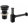 Mexen siphon sous-lavabo carré avec bouchon clic-clac, sans trop-plein, noir - 7991060-70