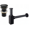 Mexen demi-siphon carré pour lavabo avec bouchon clic-clac, sans trop-plein, Noire antique- 7991060-79