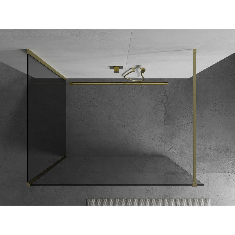Mexen Kioto paroi de douche Walk-in 140 x 100 cm, transparent, or brossé - 800-140-212-55-00-100