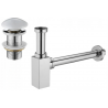 Mexen demi siphon carré pour lavabo avec bouchon céramique click/clack, sans trop-plein, Chrome/Blanc - 7991060-02