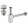 Mexen siphon semi-encastré pour lavabo carré avec bouchon en céramique clic-clac, sans trop-plein, chrome/blanc - 7991060-02