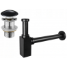 Mexen demi-siphon de lavabo carré avec bouchon céramique clic-clac, sans trop-plein, noir - 7991060-75