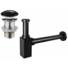Mexen demi-siphon de lavabo carré avec bouchon en céramique clic-clac, sans trop-plein, noir - 7991060-75