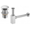 Mexen demi-siphon de lavabo carré avec bouchon clic-clac, sans trop-plein, chrome - 7991060-00